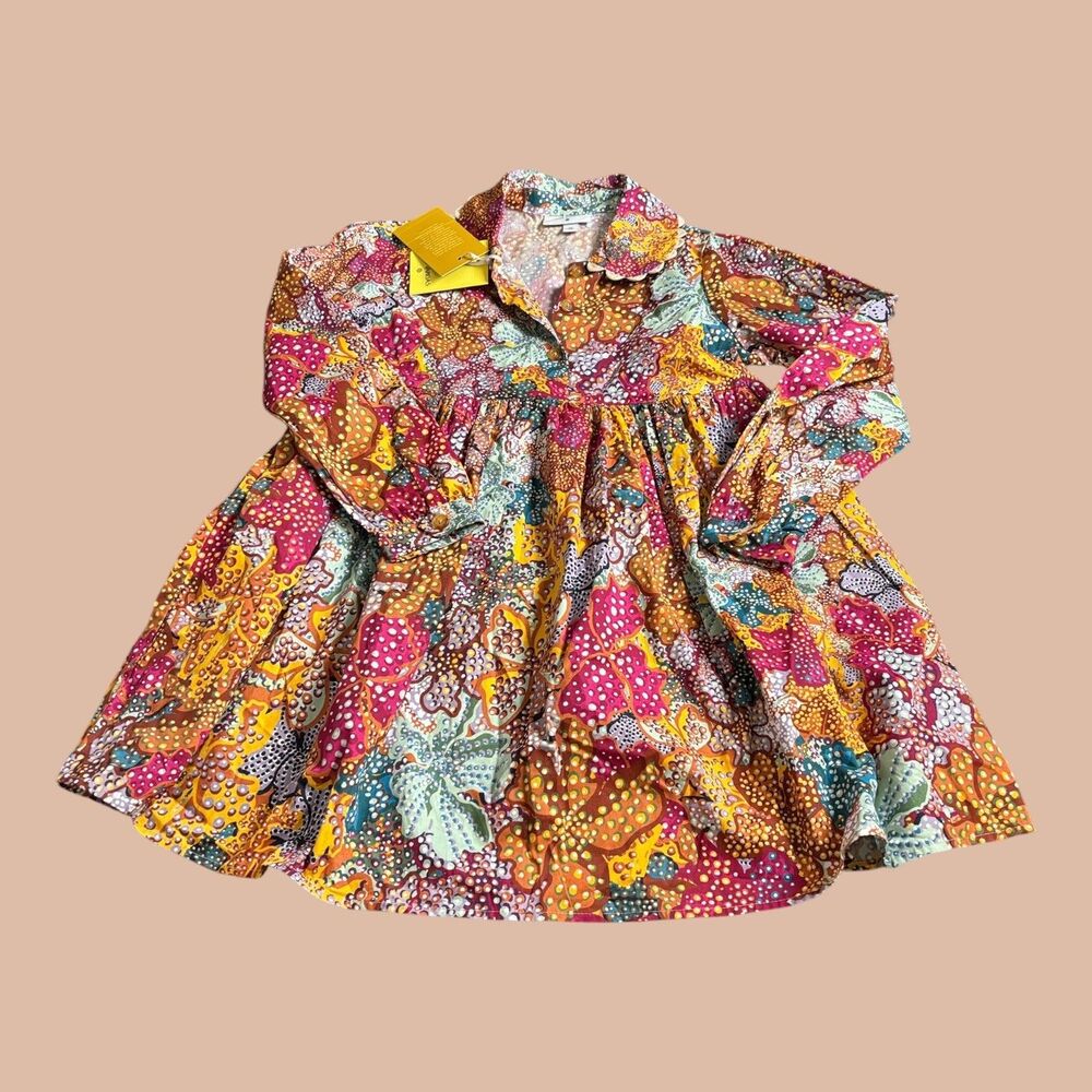 Kika Vargas X Target Anemone Babydoll Mini Dress Womens XS Multi Floral Pleated